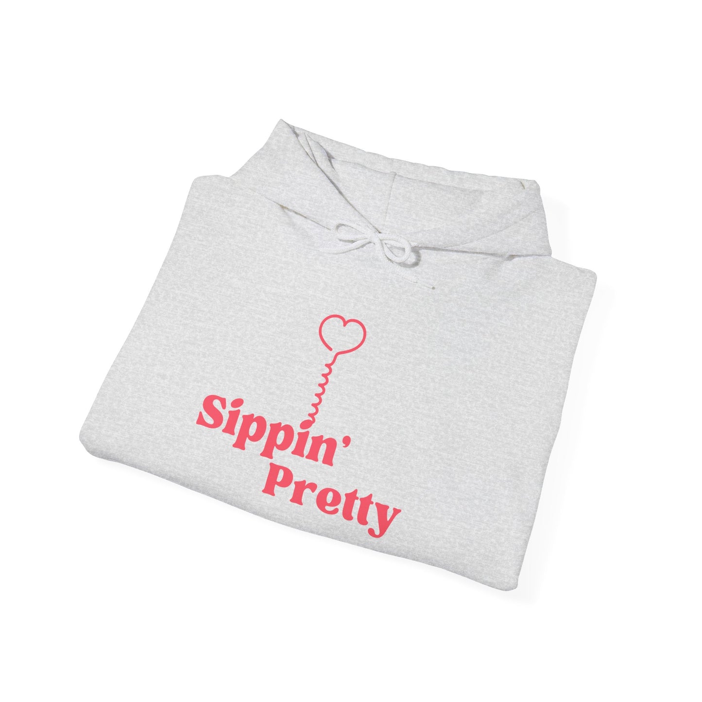 Taste Union | Sippin Pretty Wine Hoodie | Funny Wine Lover Gift, Grey Heather Unisex Sweatshirt, Cozy Pullover for Women, Wine Quote Hoodie