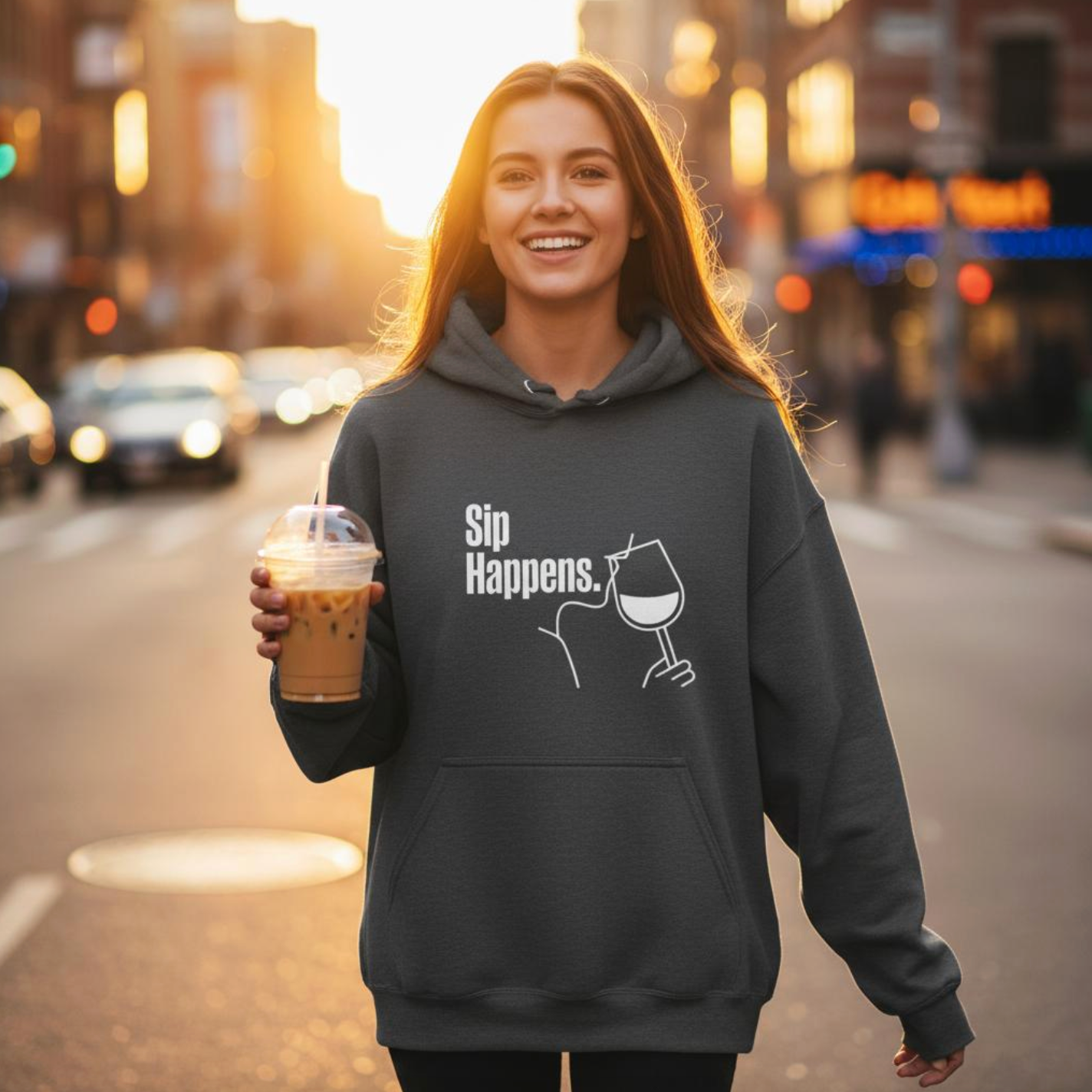 Sip Happens Hoodie | Unisex Wine Lover Gift | Cosy Sustainable Sweatshirt with Free Worldwide Shipping