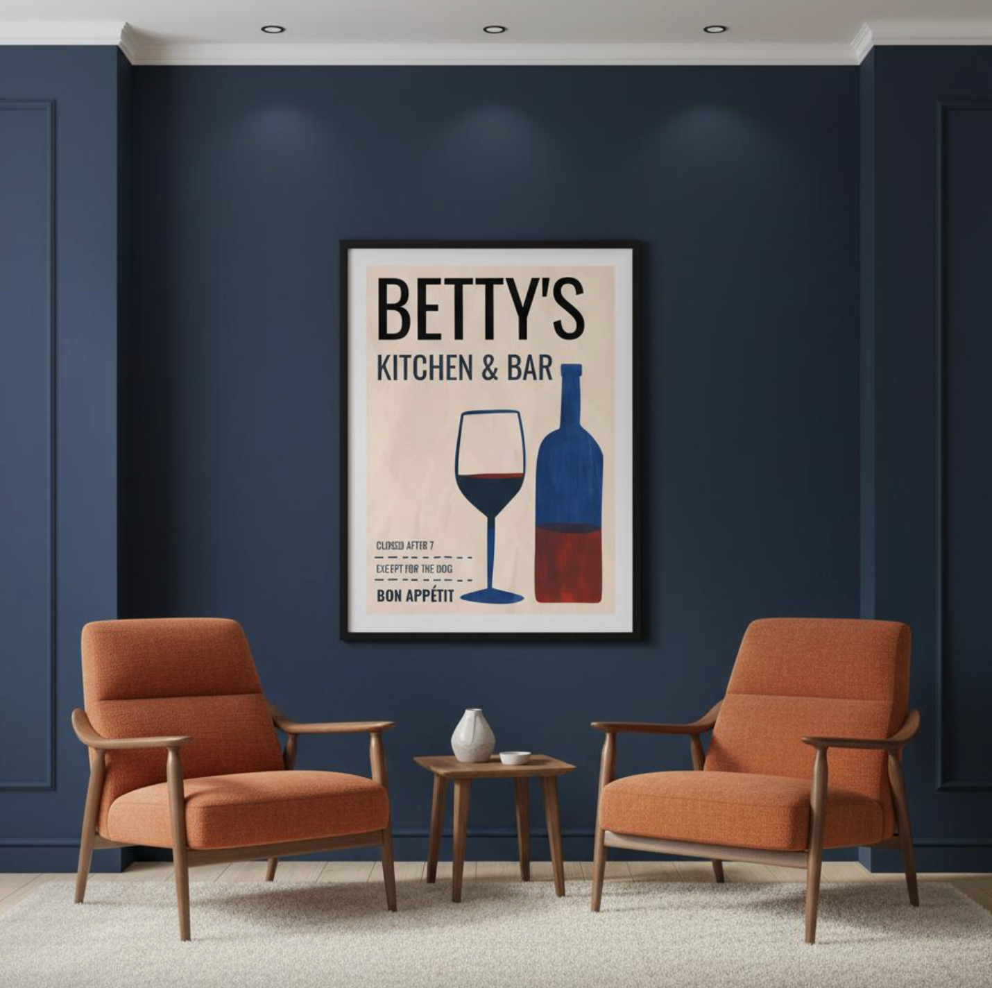 Personalised Kitchen & Bar Poster | Custom Name Wine Bar Wall Art Print