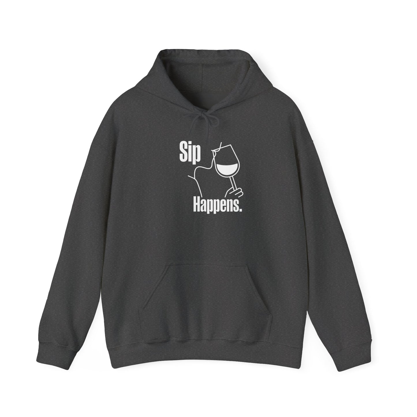 Taste Union | Sip Happens Wine Hoodie | Funny Wine Gift, Grey Unisex Sweatshirt, Cozy Hoodie for Him or Her, Wine Quote, Casual Pullover