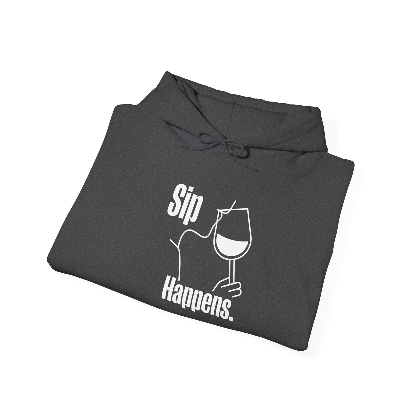 Taste Union | Sip Happens Wine Hoodie | Funny Wine Gift, Grey Unisex Sweatshirt, Cozy Hoodie for Him or Her, Wine Quote, Casual Pullover