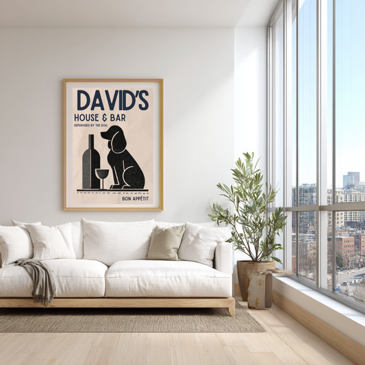 Personalised Kitchen & Bar Poster | Custom Name Wine Bar Wall Art Print