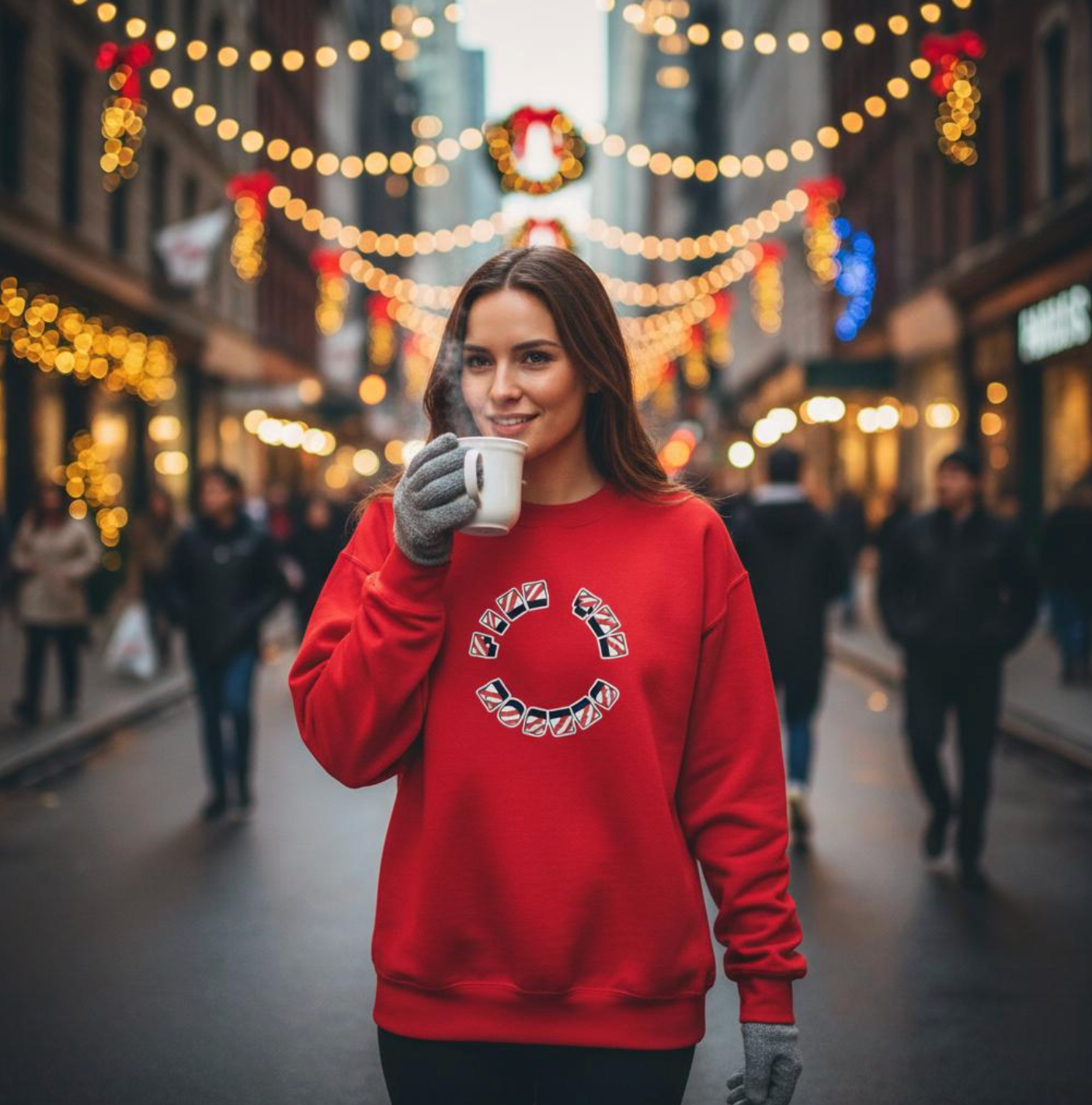Fizz the Season Sweatshirt | Candy Cane Stripe Print Letters