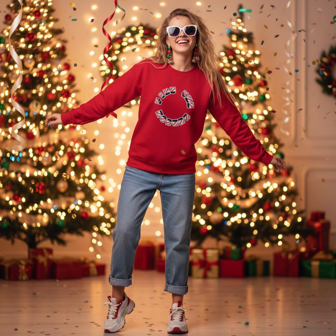 Fizz the Season Sweatshirt | Candy Cane Stripe Print Letters