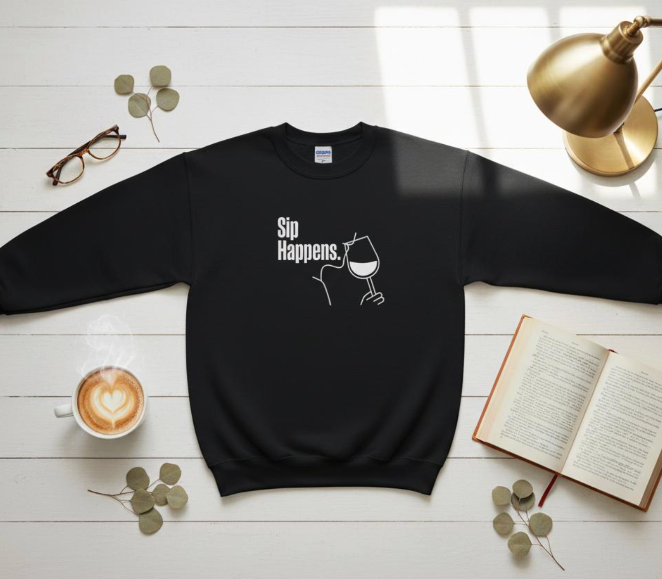 Sip Happens Sweatshirt | Unisex Wine Lover Gift | Free Worldwide Shipping