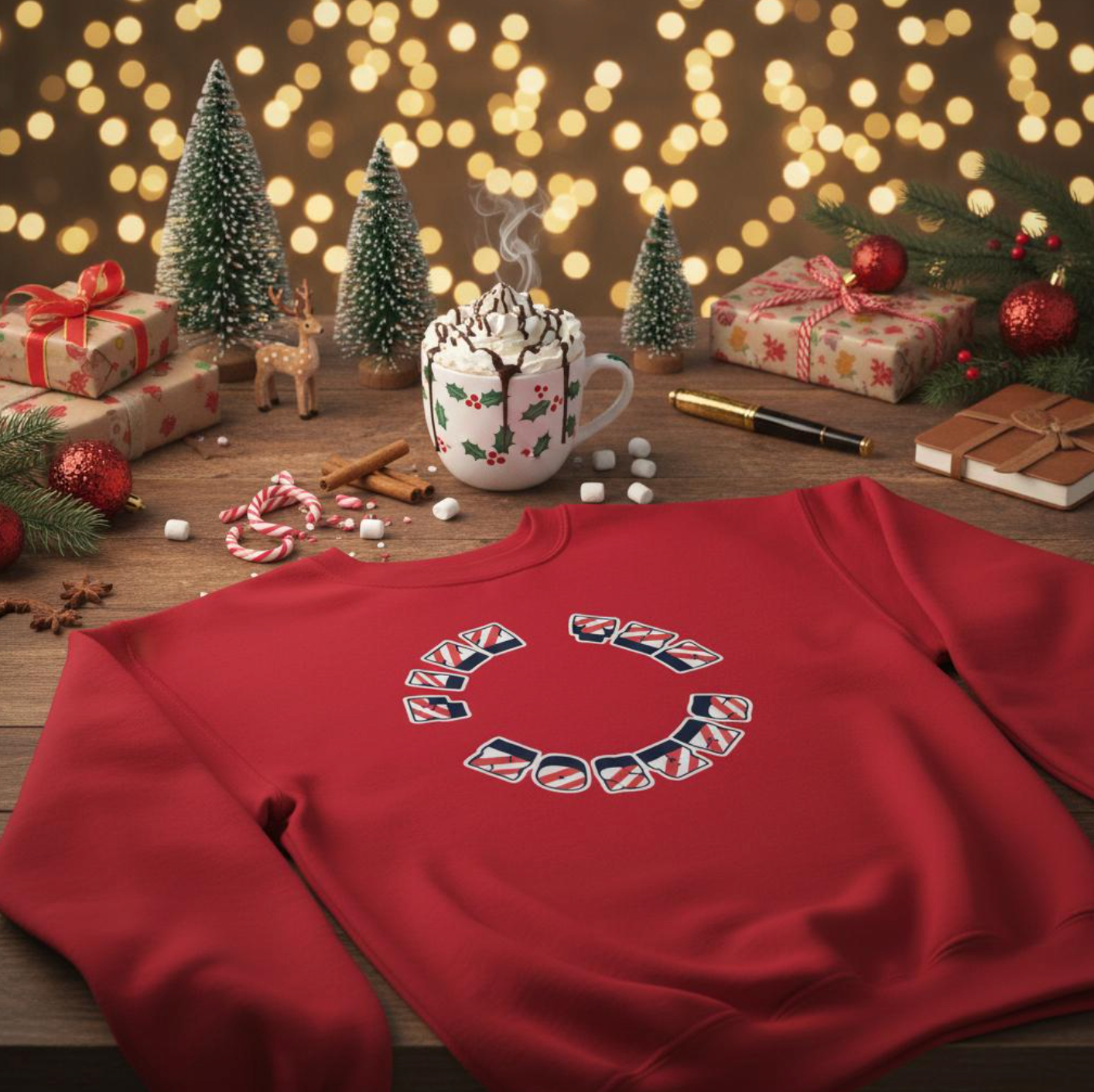 Fizz the Season Sweatshirt | Candy Cane Stripe Print Letters