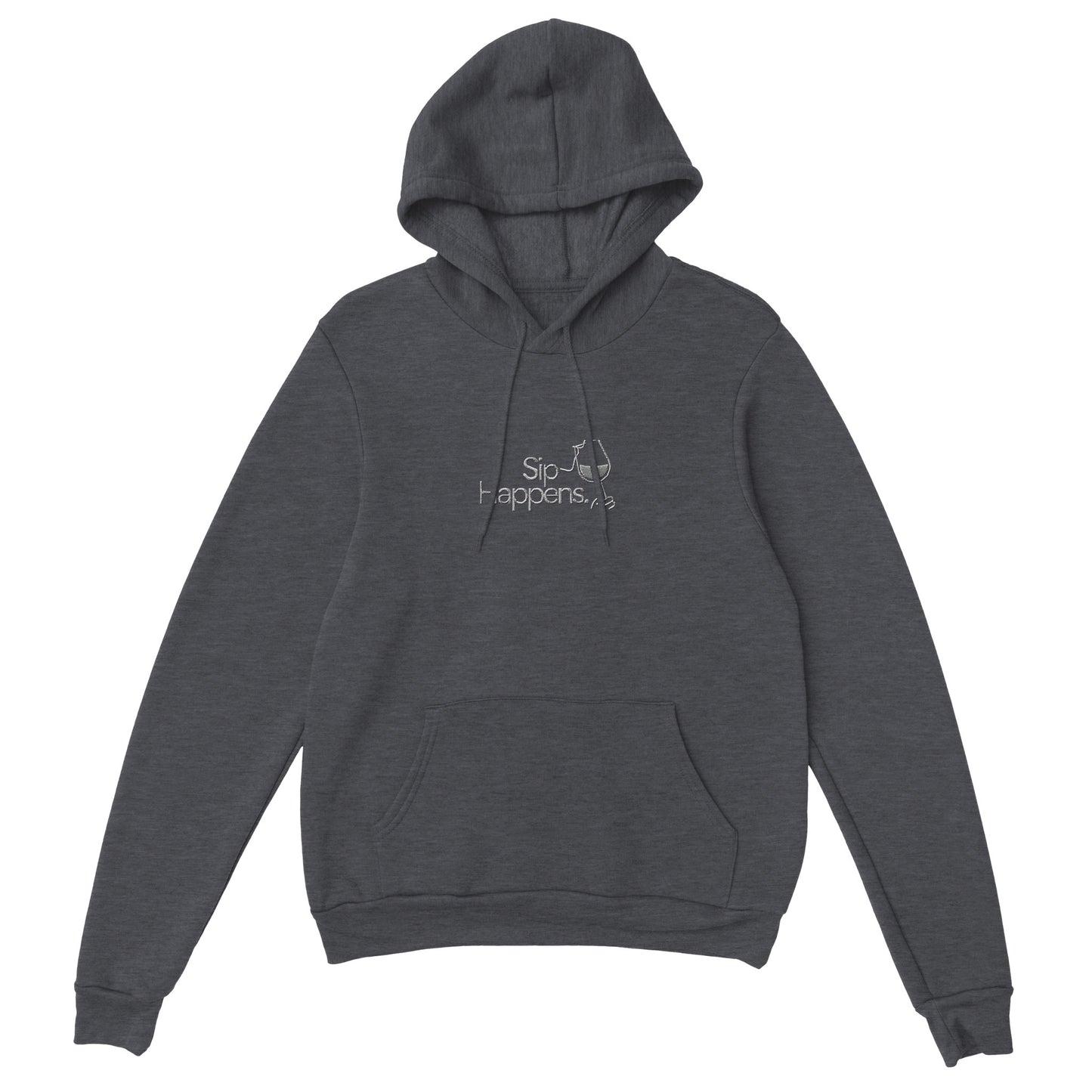 Back view of dark heather grey embroidered hoodie by Taste Union. Premium unisex cotton-blend hoodie with relaxed fit.
