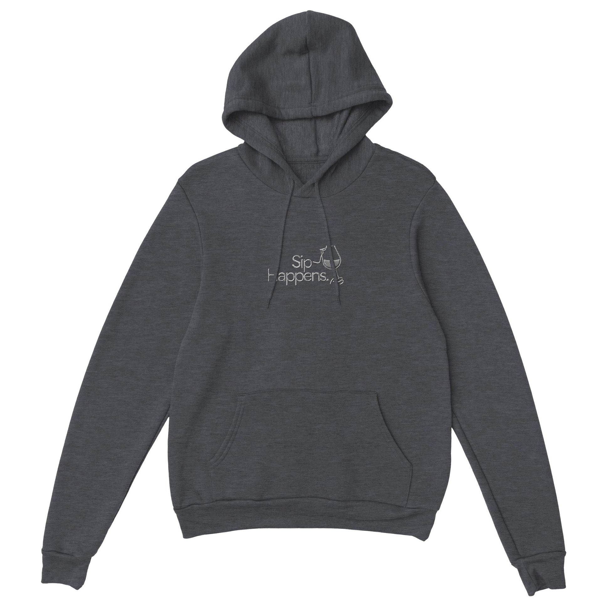 Back view of dark heather grey embroidered hoodie by Taste Union. Premium unisex cotton-blend hoodie with relaxed fit.