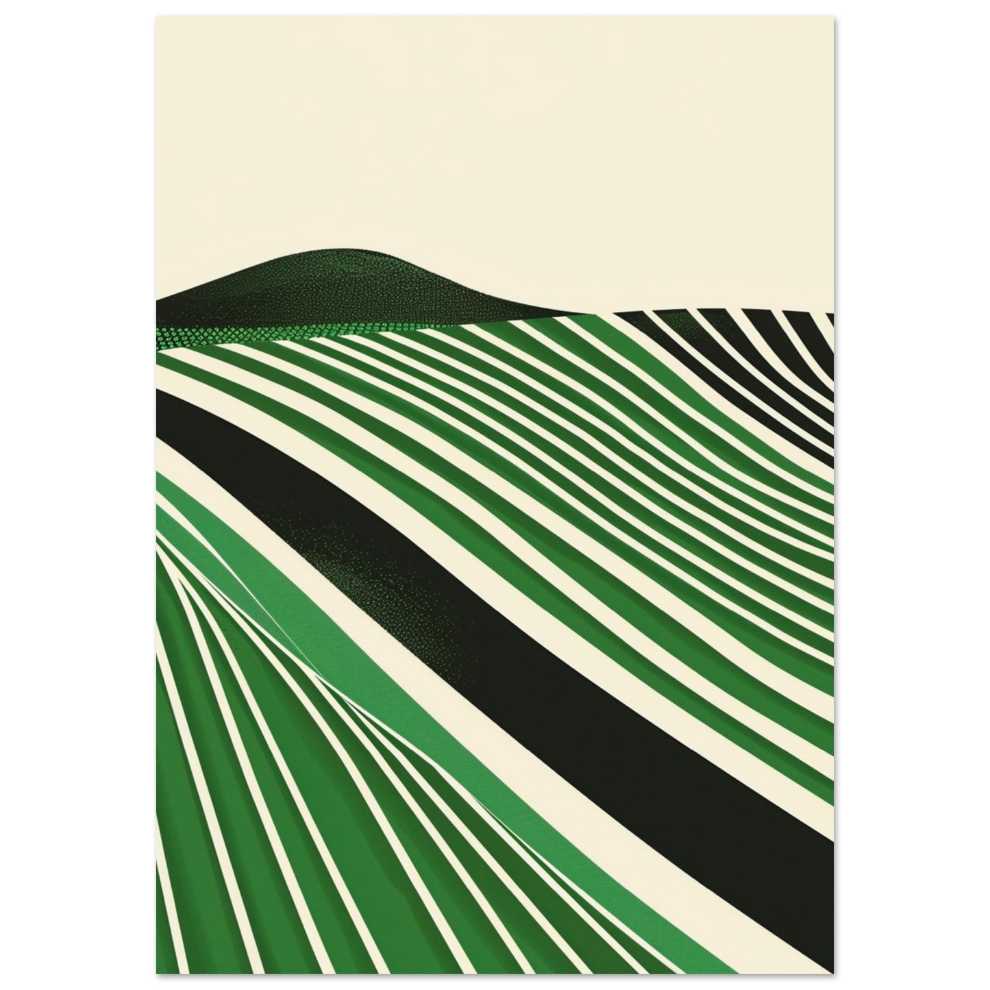 Abstract modern art print of a green vineyard landscape by Taste Union — bold graphic lines flowing across rolling hills, inspired by wine country and minimalist design.